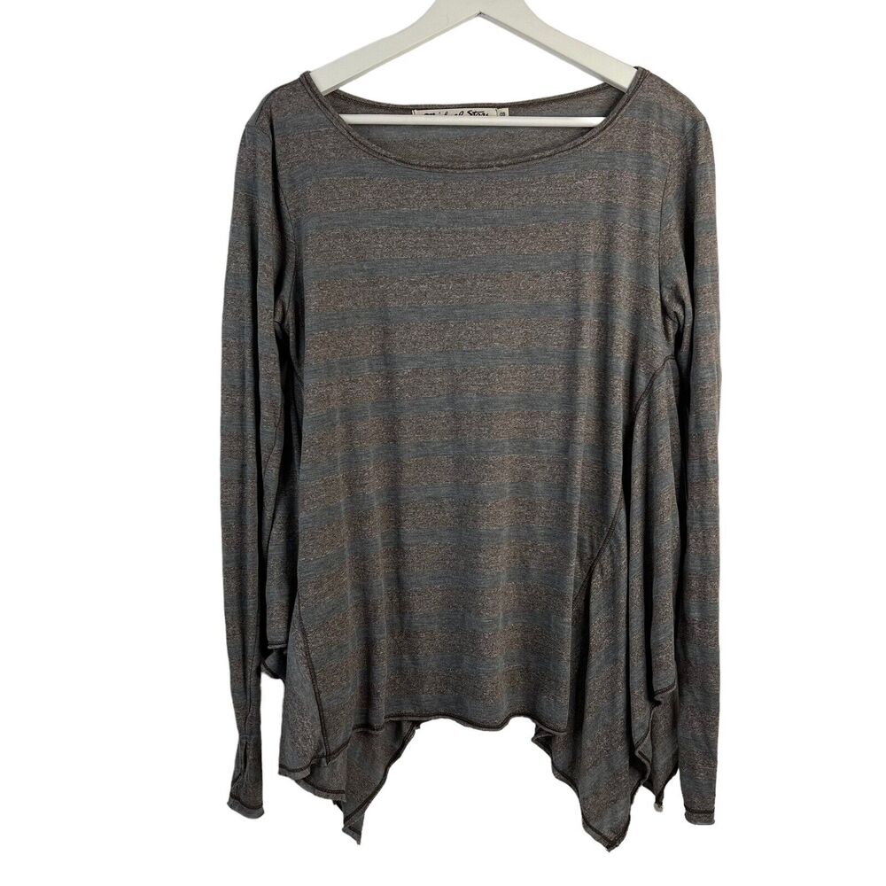Michael Stars Sz OS Poncho Top Boat Neck Long Sleeve Striped Thumb Holes Women’s
